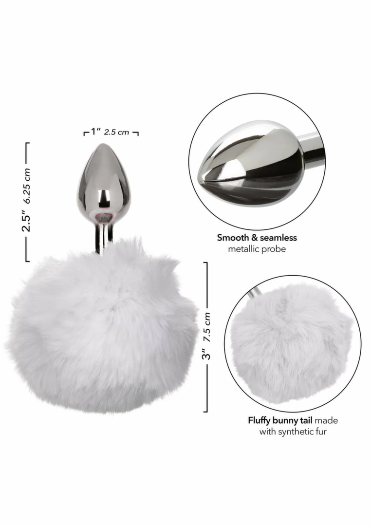 CalExotics Running Wild Bunny Tail Metallic Plug with Fluffy Accent. Butt plug