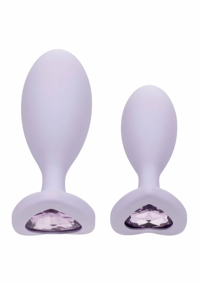 CalExotics First Time Crystal Booty Duo Silicone Plug Set Pink