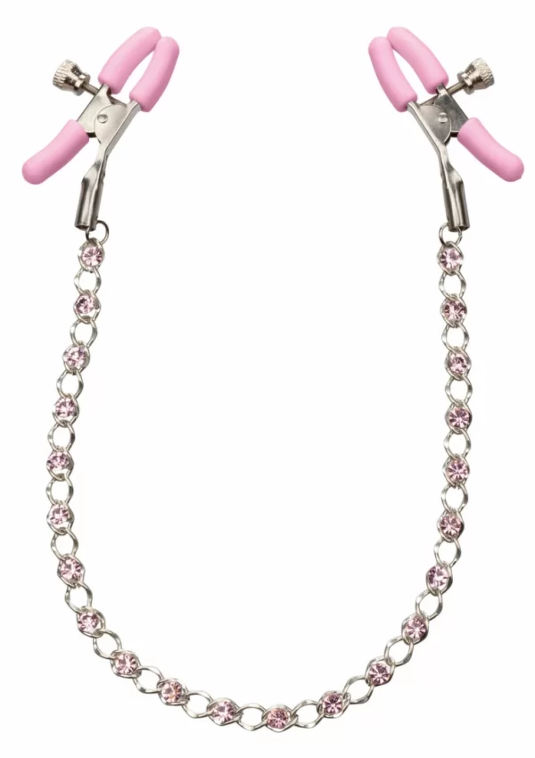 CalExotics Crystal Nipple Teasers regulowane klamry z Å‚aÅ„cuszkiem i krysztaÅ‚ami