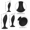 CalExotics Silicone Anal Curve Kit 3-Piece Set with Suction Base Black. Butt plug. See functions