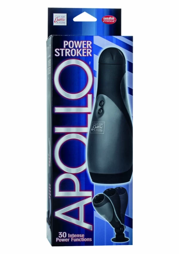 Apollo Power Stroker Intimate Machine with 30 Vibration Modes Blue combines 30 vibration modes and waterproof construction in a practical