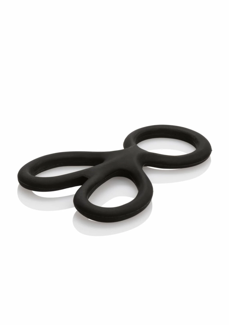 CalExotics Silicone Ball Spreader - elastyczny pierścień silikonowy czarny - Anelma eroticshop