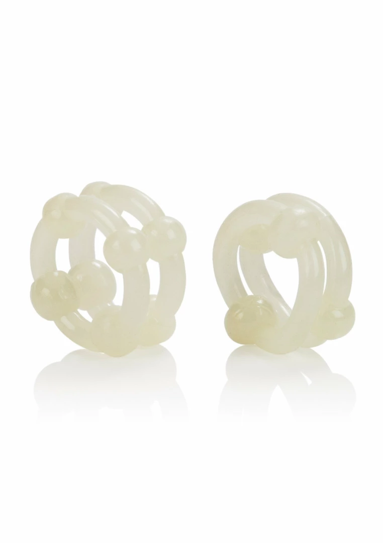 Island Rings Double Stacker TPE Dual Support Ring with Beads Clear - Anelma sextoys