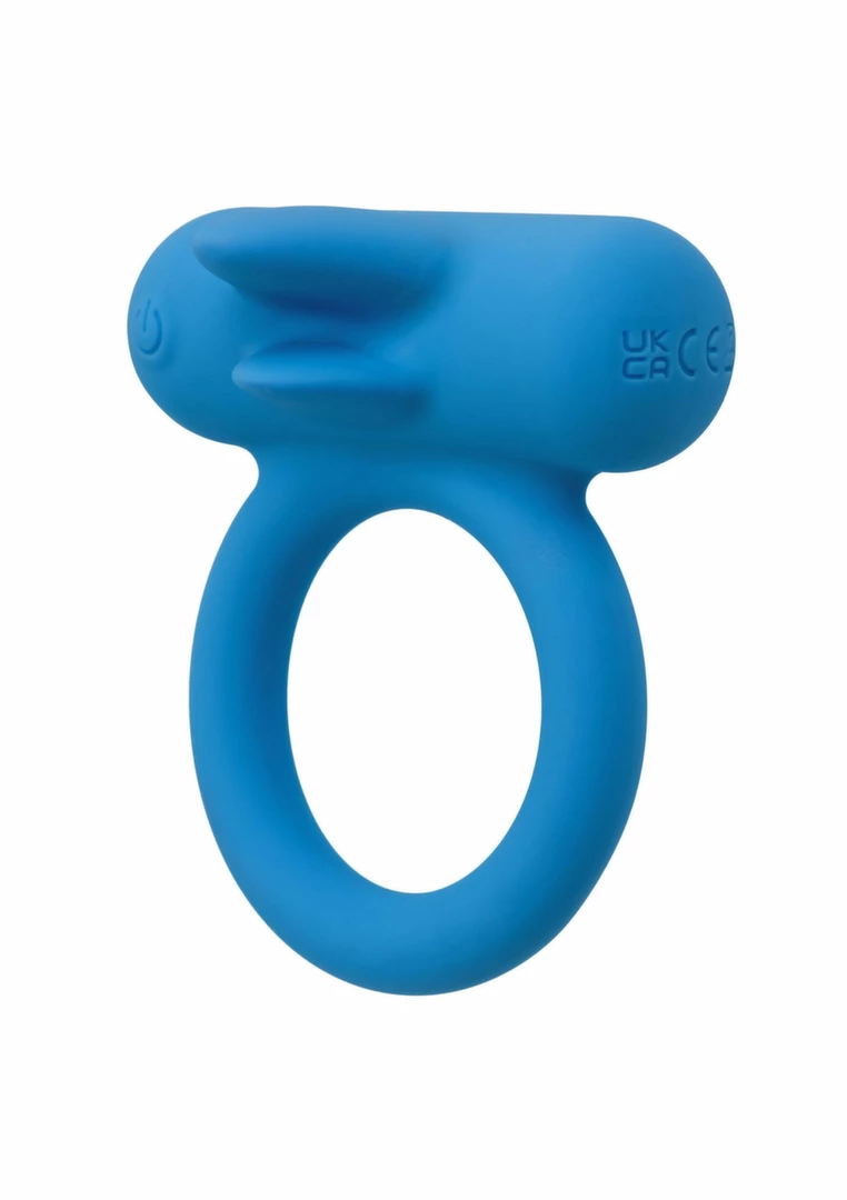 CalExotics Rechargeable Double Trouble Silicone Couples Ring Blue - Anelma sextoys