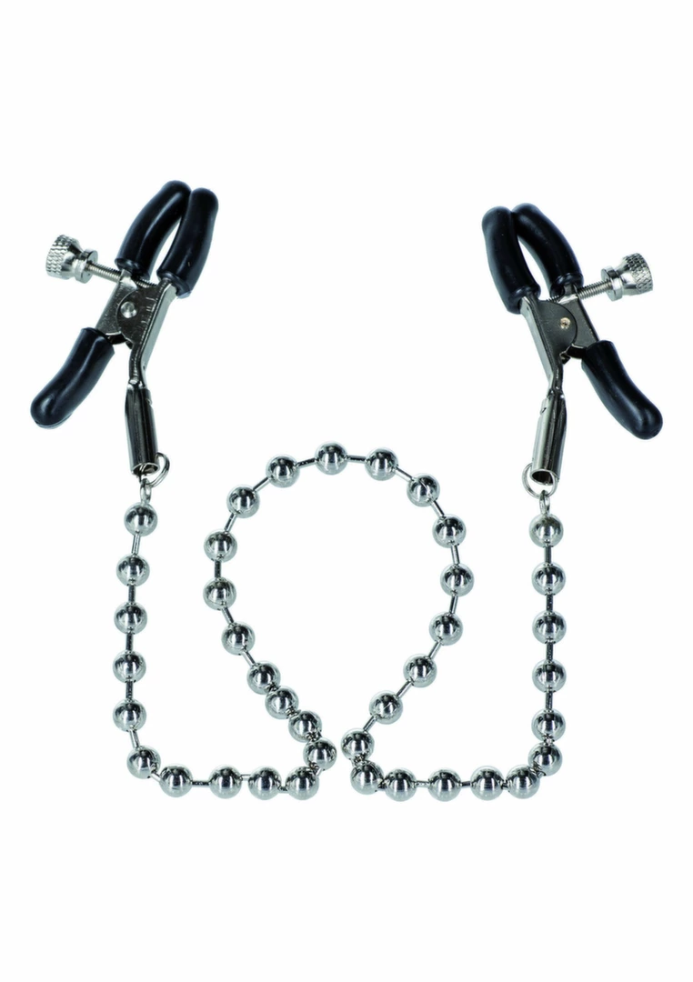 Nipple Play Silver Beaded - regulowane klamry z koralikami