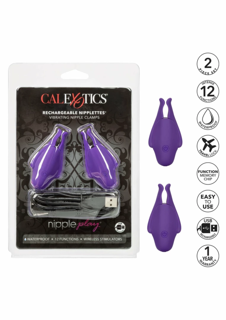 CalExotics Rechargeable Nipplettes Adjustable Vibrating