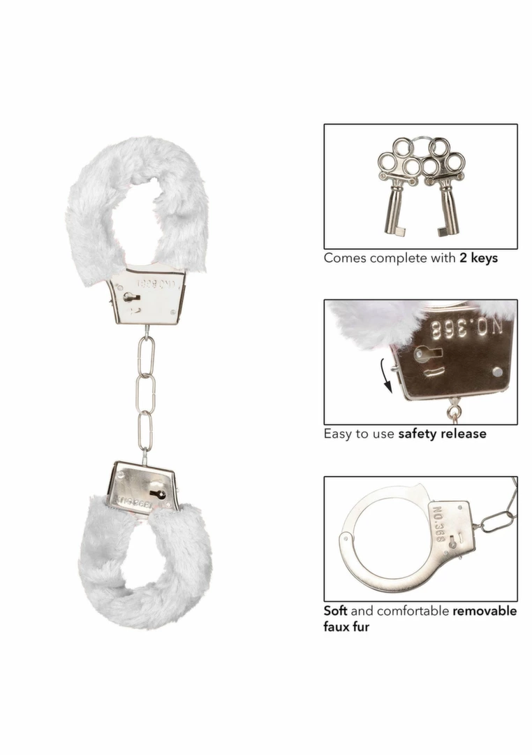 Playful Furry Cuffs Adjustable Faux Fur Metal Restraint