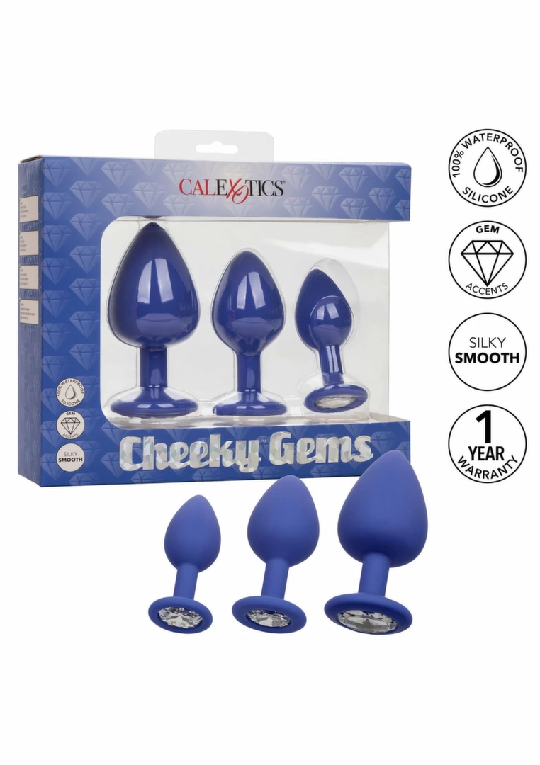Cheeky Gems 3 pcs Silicone Anal Training Set with Gem Base. Butt plug