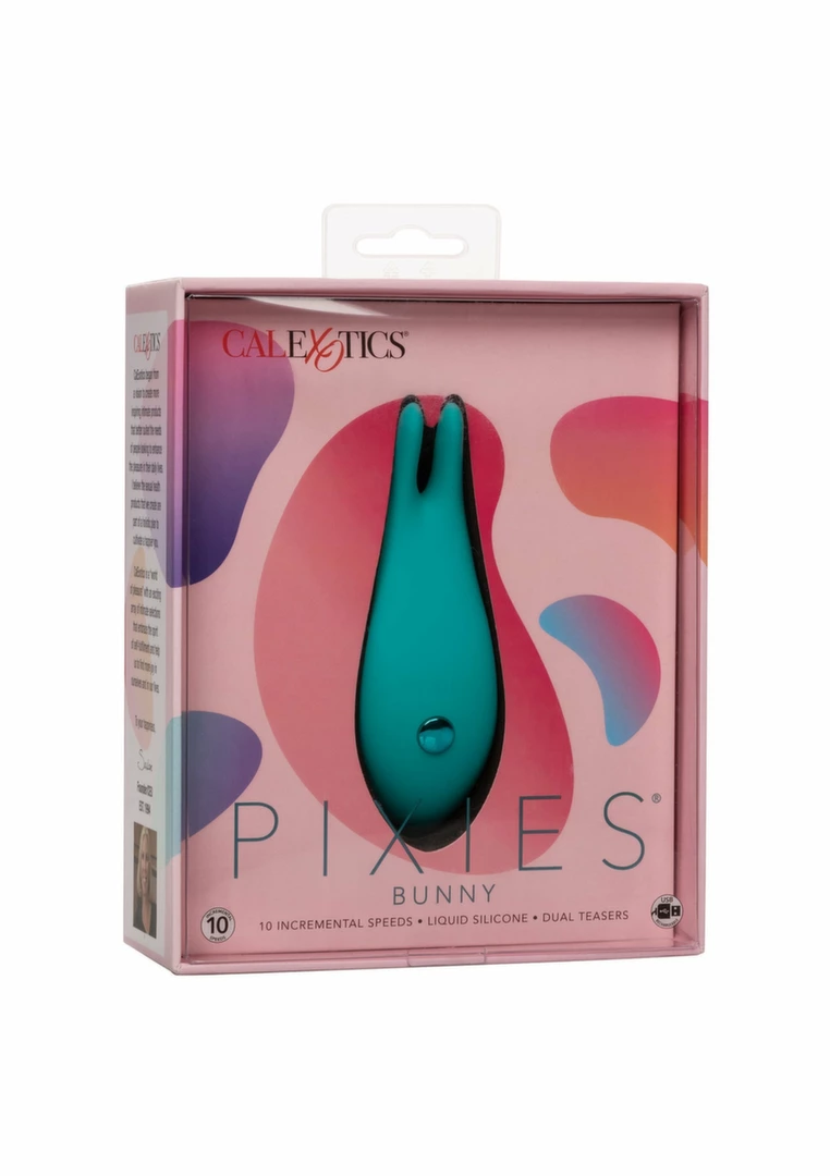 Pixies Bunny Intimate Dual-Tip Silicone Mini Massager 4" - Anelma CalExotics Pixies Bunny silikonowy mini masażer dwustronny