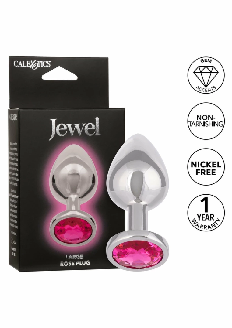 Jewel Large Rose Plug Metallic Intimate Accessory with Gem
