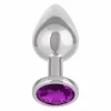 Jewel Large Amethyst Plug - Metallic Model with Decorative Gem