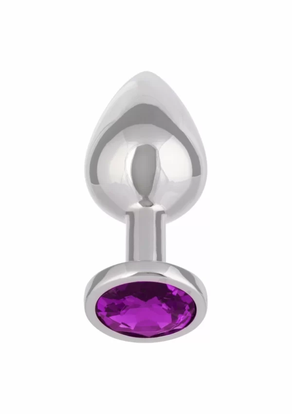 Jewel Large Amethyst Plug - Metallic Model with Decorative Gem