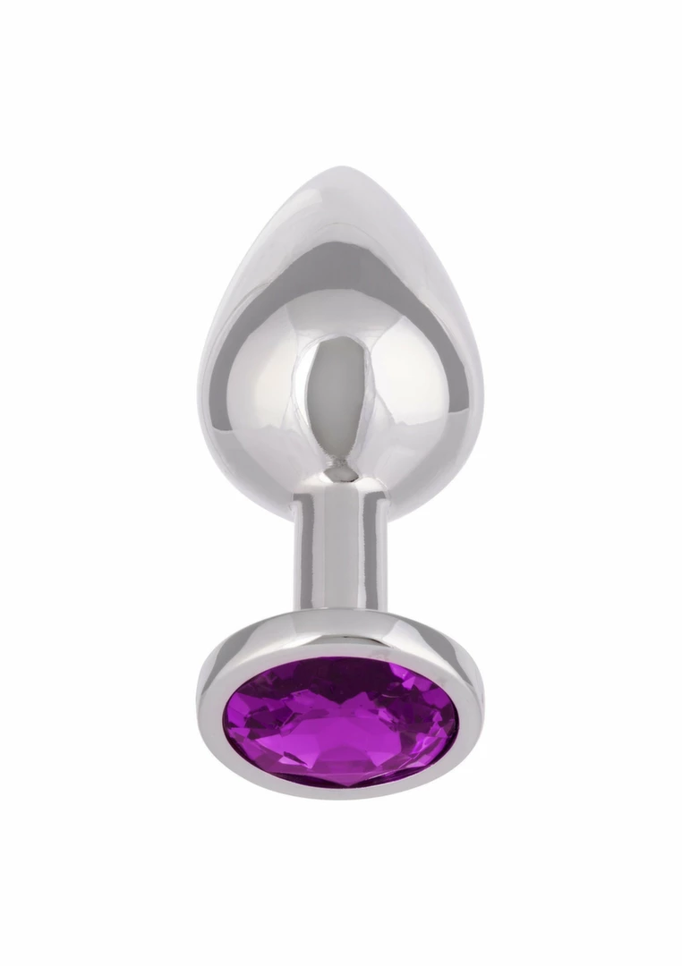 Jewel Large Amethyst Plug - Metallic Model with Decorative Gem