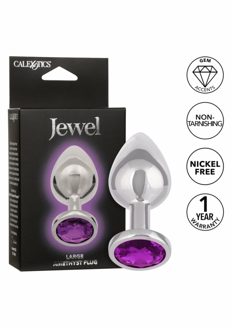 Jewel Large Amethyst Plug - Metallic Model with Decorative