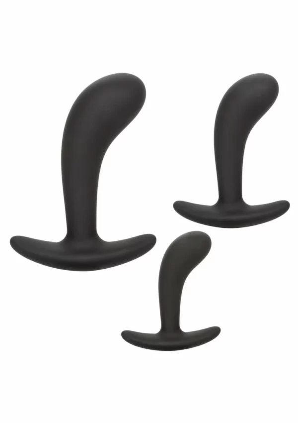 CalExotics Silicone Prostate Kit 3-Piece Set with Pull Handles Black