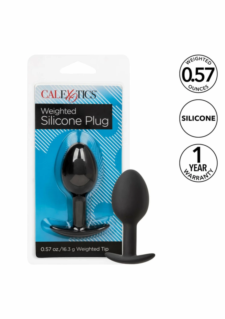 CalExotics Weighted Silicone Plug 16.3g Ergonomic Intimate Trainer Black. Butt plug. See functions