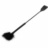 Crop Whip & Feather Tickler Dual-Sided PU Leather Black 38cm
