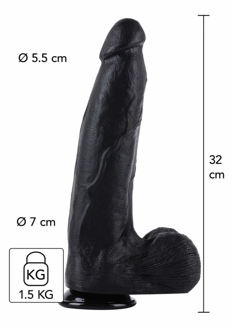 HIDDEN DESIRE Extreme Dong 32 cm XXL Black PVC Model