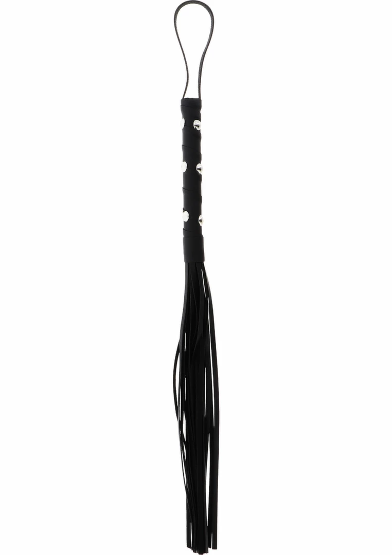 Short Studded Flogger Whip krotki bat z Ä‡wiekami PU czarny