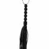 Short Beaded Flogger Whip czarny bat z koralikami PU Leather 40 cm