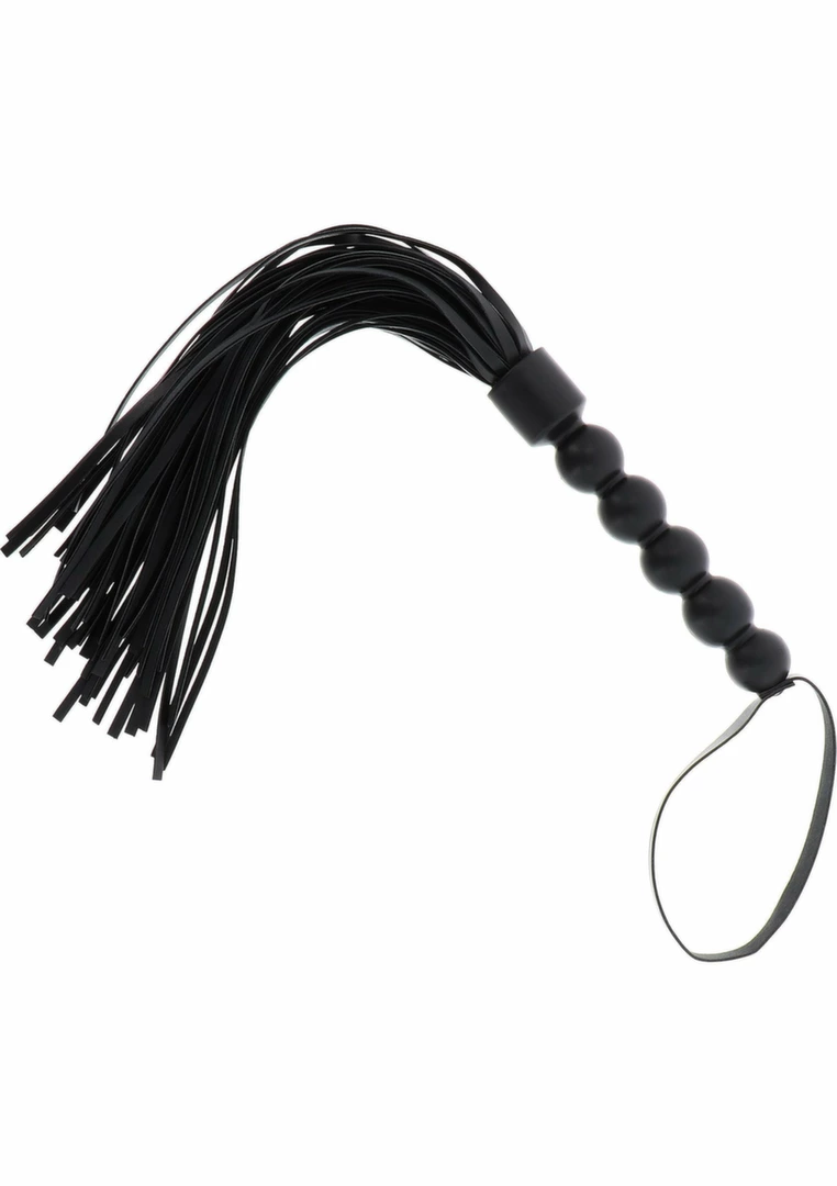 Short Beaded Flogger Whip czarny bat z koralikami PU Leather 40 cm