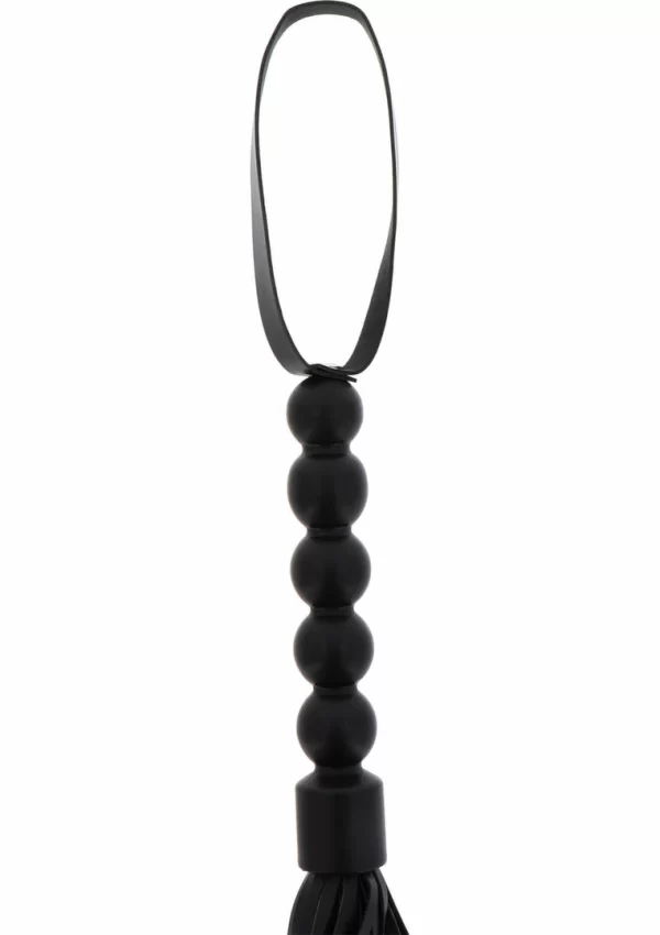 Shots Short Beaded Flogger Whip PU Leather Black Compact