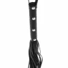 Ouch! Long Studded Flogger Whip Black PU Leather 70cm