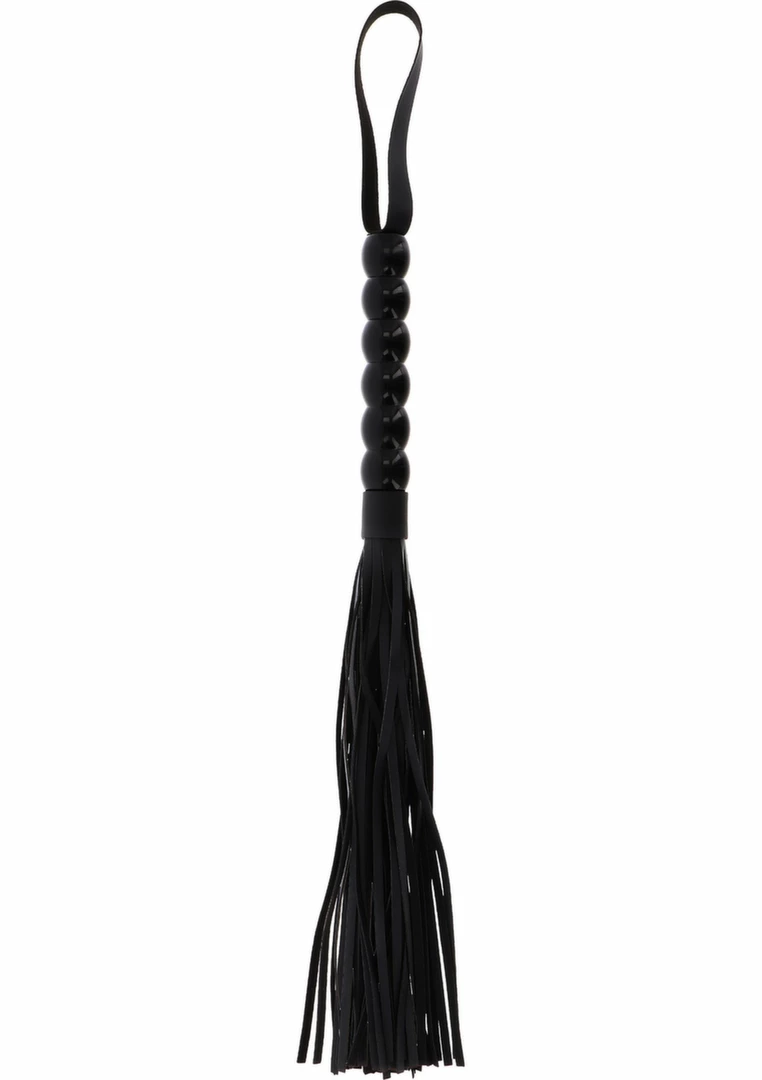 Long Beaded Flogger Whip czarny bat z koralikami PU leather 70 cm
