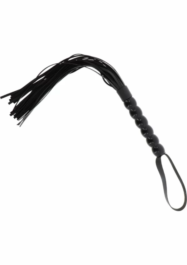 Long Beaded Flogger Whip czarny bat z koralikami PU leather 70 cm