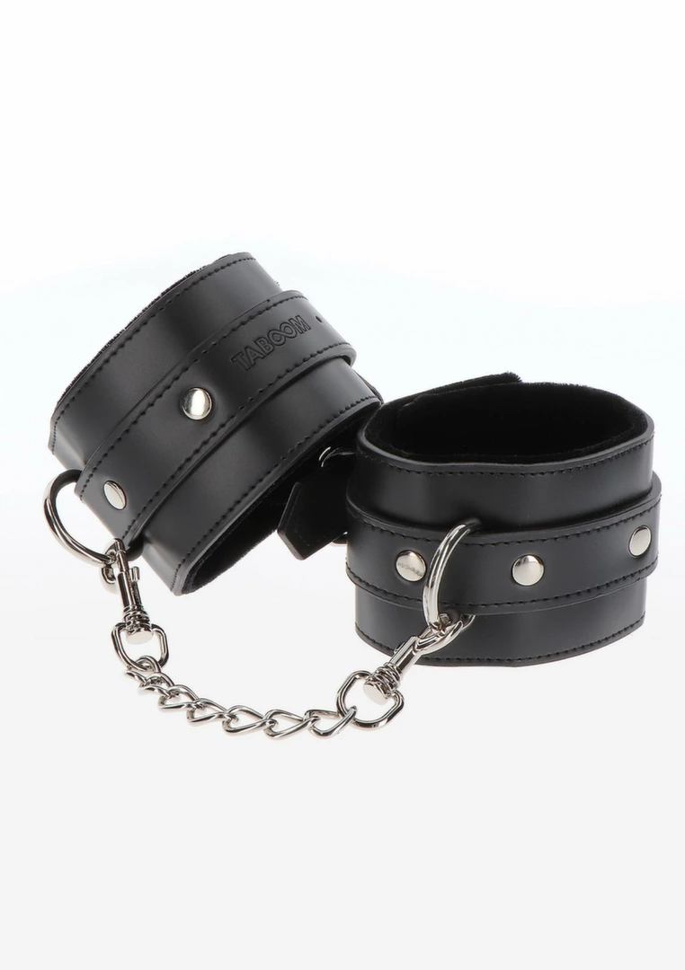 TABOOM Wrist Cuffs regulowane kajdanki z welurowym podszyciem czarne