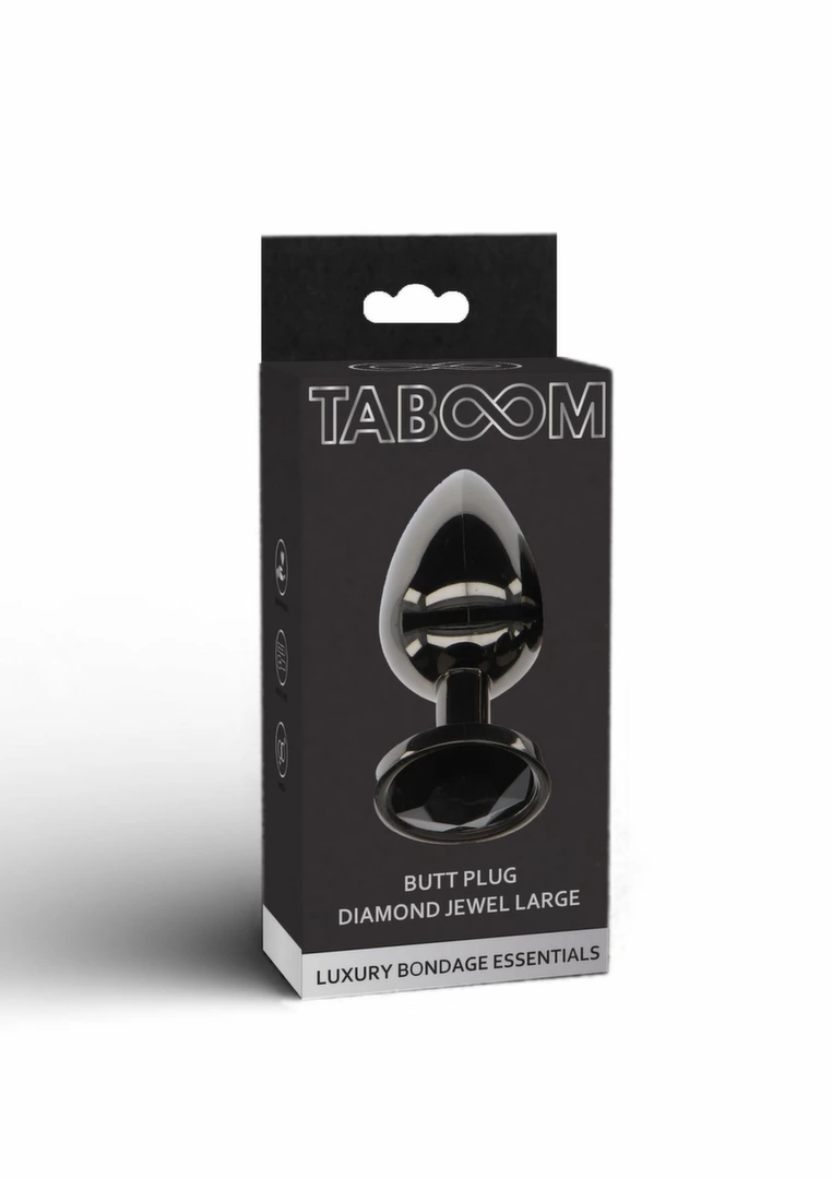 TABOOM Butt Plug With Diamond Jewel Black Aluminium Large L