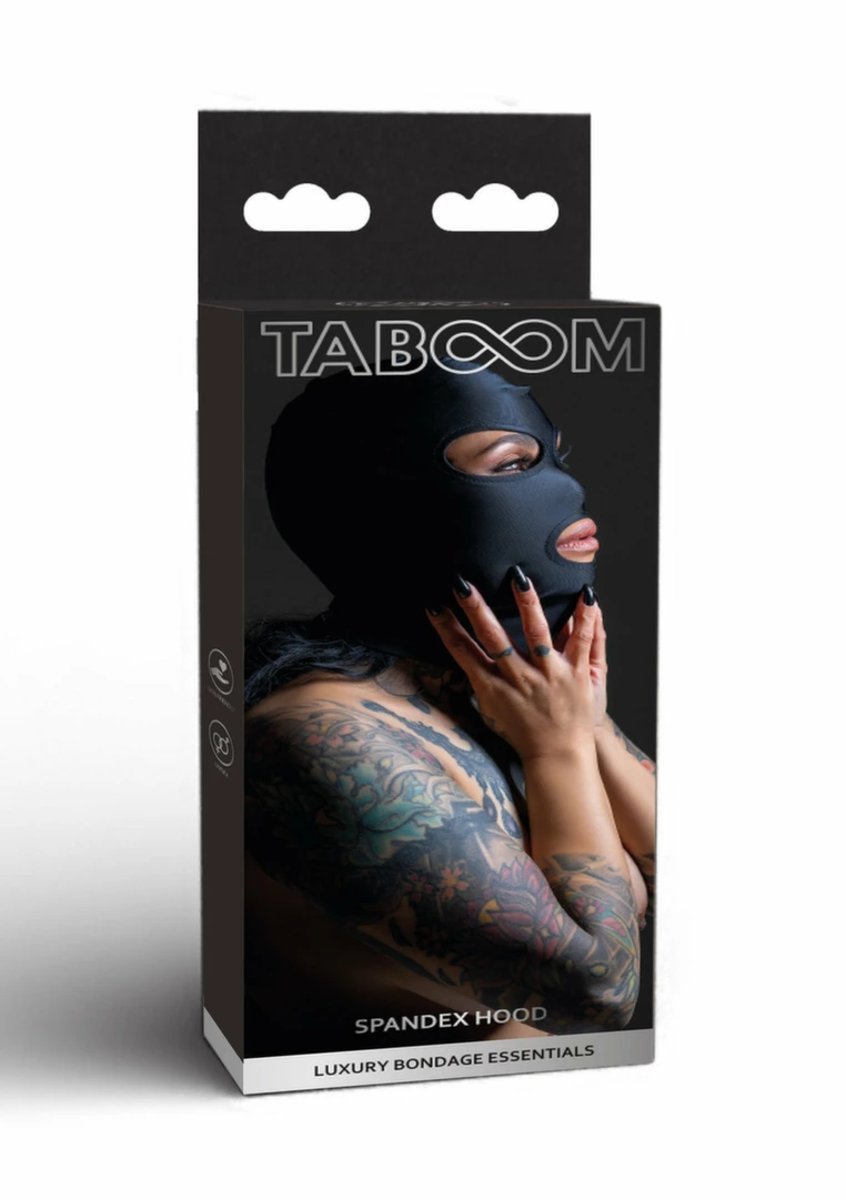 TABOOM Spandex Hood lekka maska z otworami na oczy i usta czarna