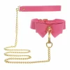Taboom Malibu Collar and Leash Pink Vegan Leather Gold