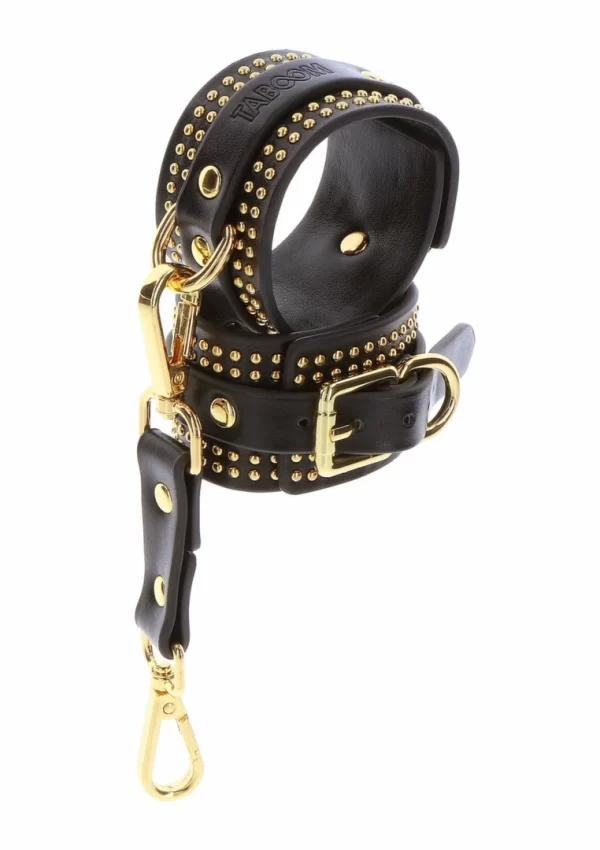 TABOOM Studded Wrist Cuffs Set Black & Gold Adjustable
