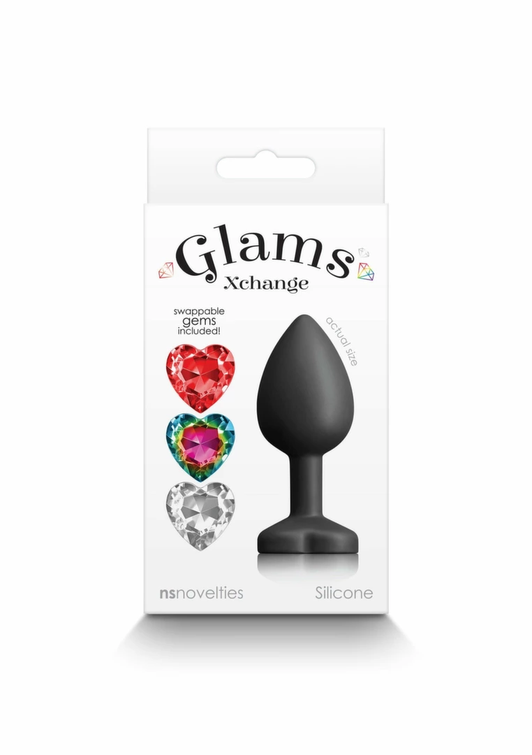 Glams Xchange Heart Small Silicone Plug with Interchangeable