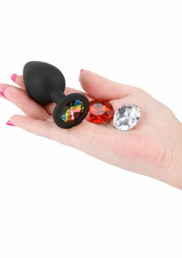 NS Novelties Glams Xchange Round Medium - silikonowy plug z wymiennymi krysztaÅ‚ami