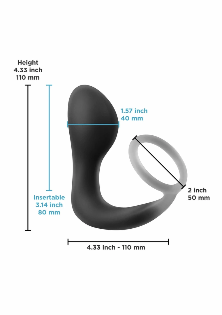 Renegade Slingshot Dual-Layer Silicone Wearable Ring & Plug Black. Prostate massager. See functions