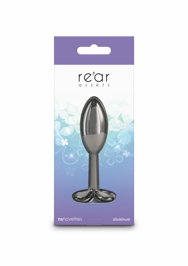 Rear Assets Clover Chrome-Plated Aluminum Plug Medium Pink Gem. Butt plug