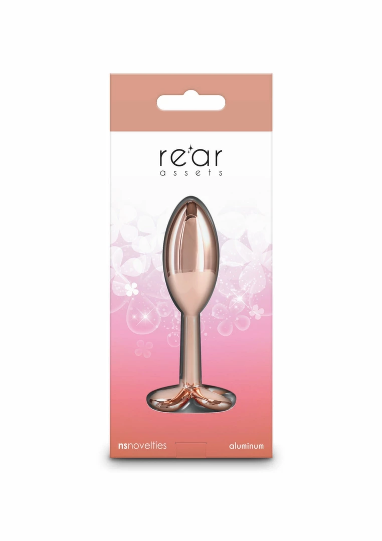 Rear Assets Clover Chrome-Plated Aluminum Plug Medium Pink Gem. Butt plug