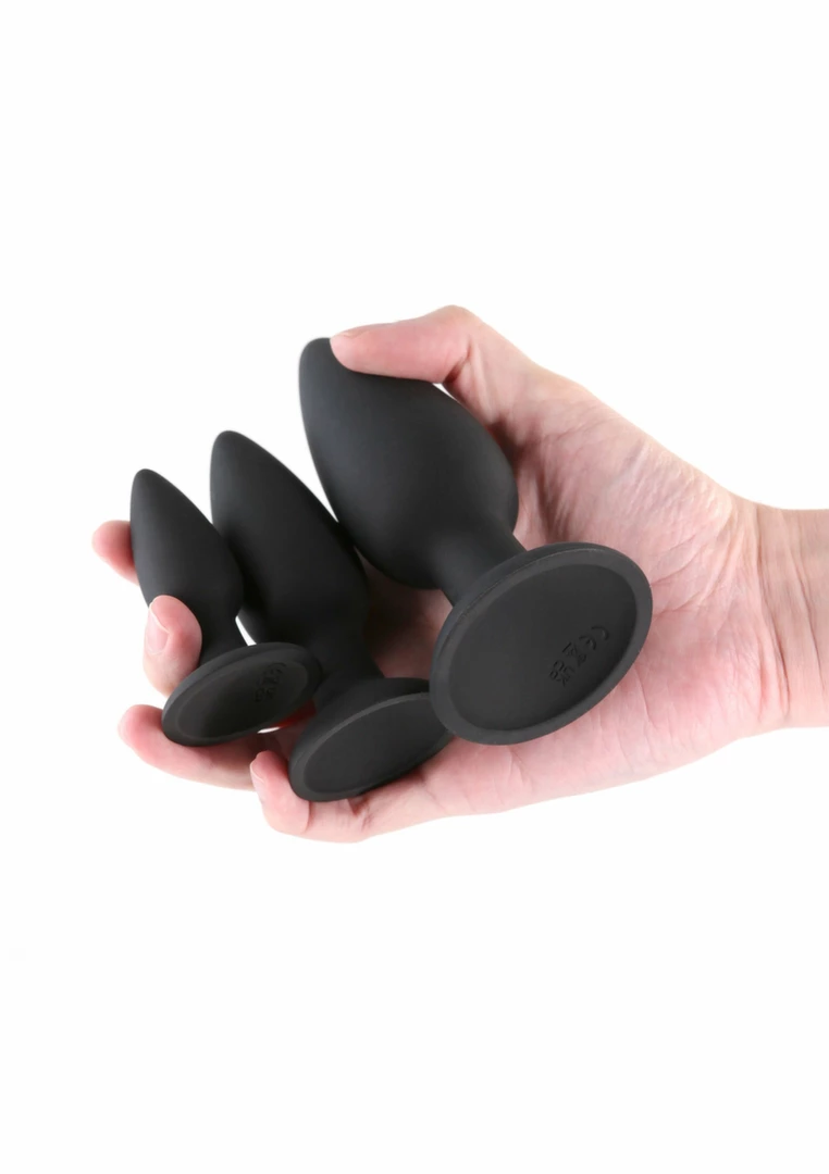 Renegade Triple Strike Anal Kit Black Silicone Training Set. Butt plug. See functions