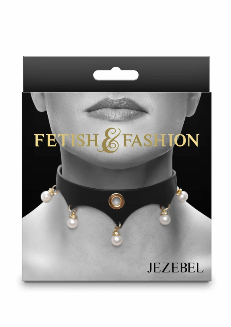 Fetish & Fashion Jezebel Collar zÅ‚ote akcenty perÅ‚y regulowany 29-40cm