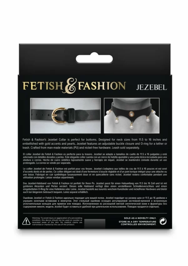 Fetish & Fashion Jezebel Collar Gold Accents Adjustable 11.5