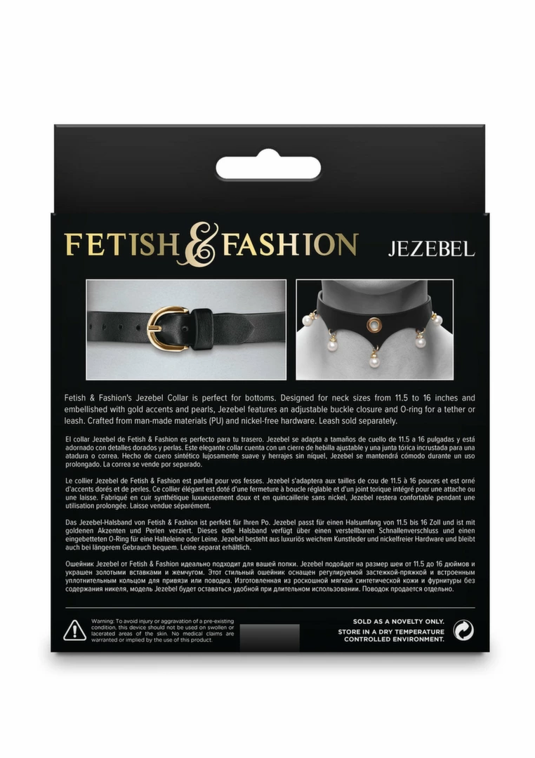 Fetish & Fashion Jezebel Collar Gold Accents Adjustable 11.5