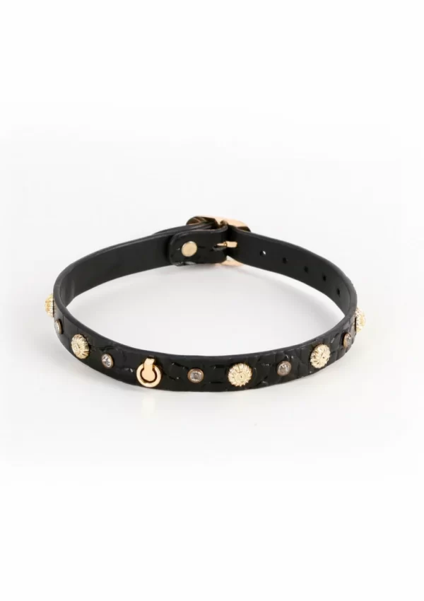 Fetish & Fashion Alina Collar z krysztaÅ‚kami i zÅ‚otymi zawieszkami