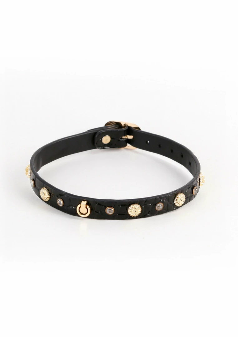 Fetish & Fashion Alina Collar z krysztaÅ‚kami i zÅ‚otymi zawieszkami
