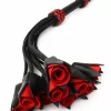 Genuine Leather Roses Whip - Elegant Red Rose Design