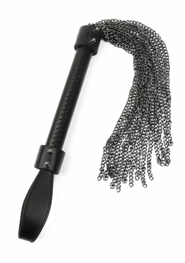 Genuine Leather Chain Whip - Sturdy Handle & Metal Chain