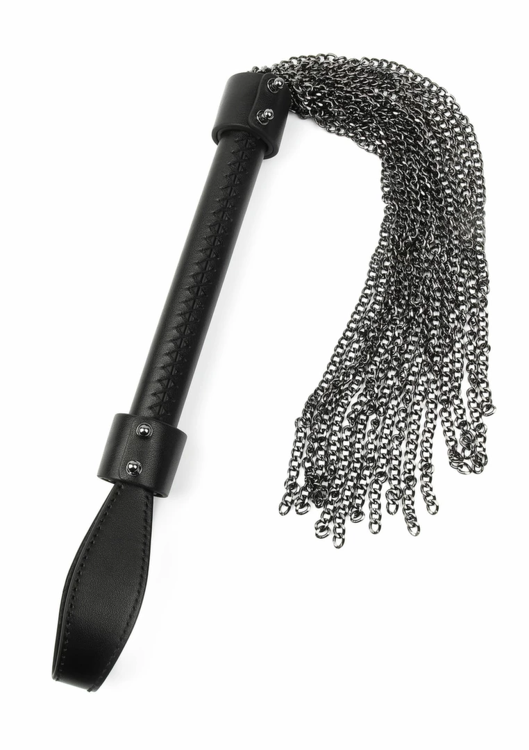 Genuine Leather Chain Whip - Sturdy Handle & Metal Chain