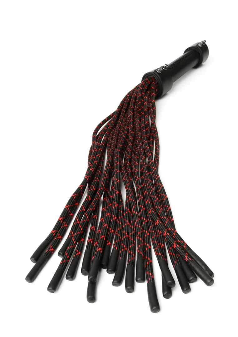 Hidden Desire Genuine Leather Knot Flogger czarno-czerwony 55 cm