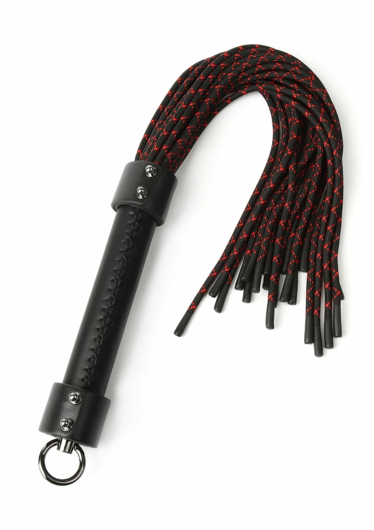 Hidden Desire Genuine Leather Knot Flogger czarno-czerwony 55 cm